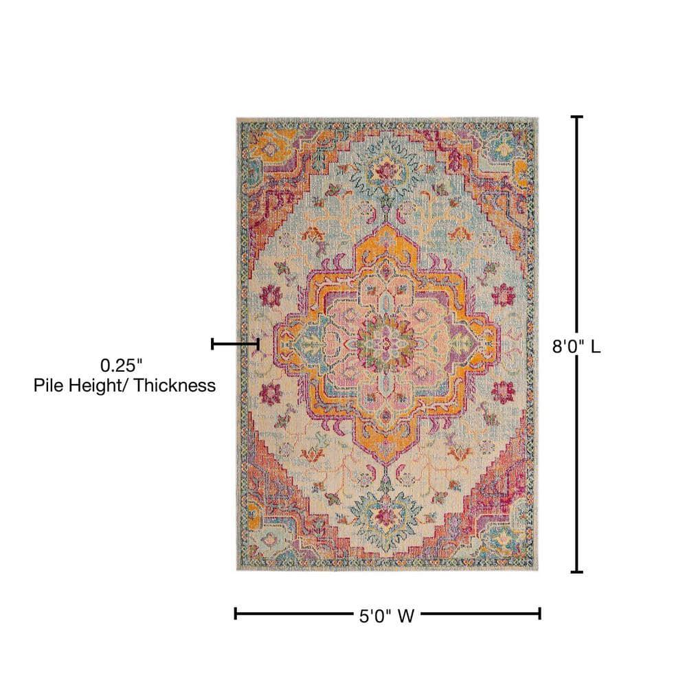 Crystal CRS501 Loomed Indoor Area Rug - Light Blue/Fuchsia - 5'x8' - Safavieh