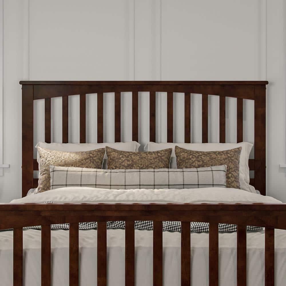 Brooklyn Queen Wood Foundation Bed with Matching Footboard in Walnut