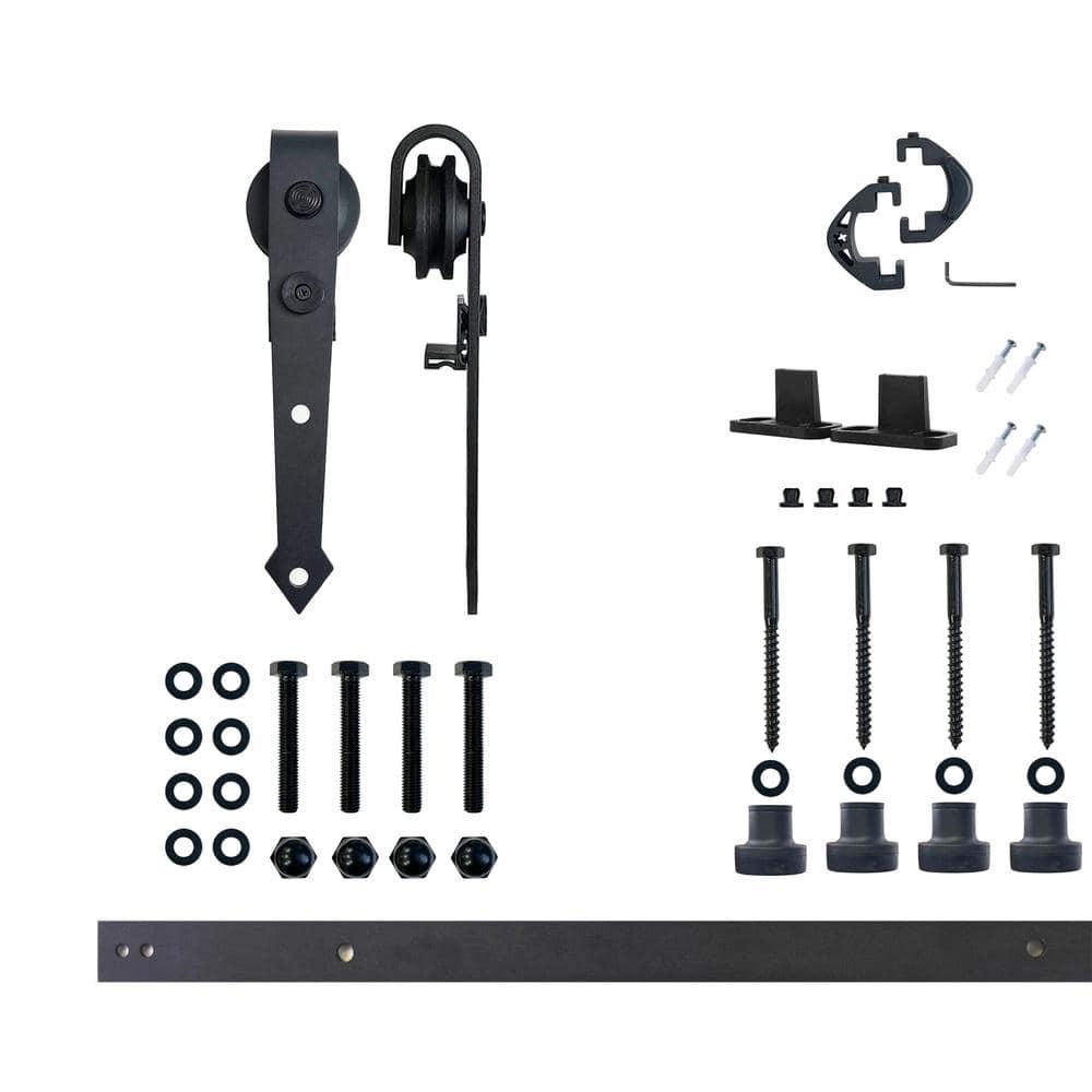 Homacer Black Rustic Arrow Design Non-Bypass Single Track One Door Hardware Kit( Door Not Included)