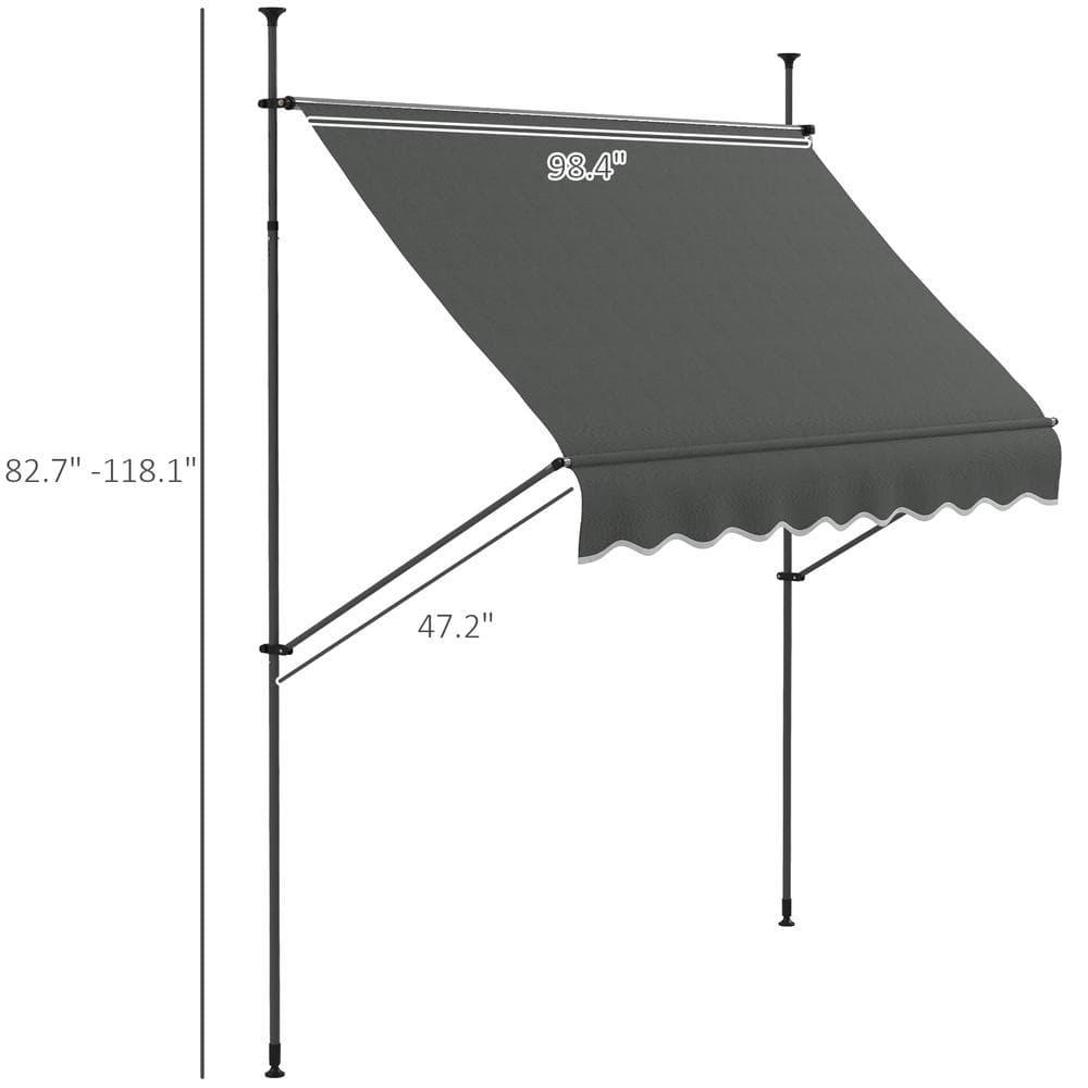 Outsunny 8' x 4' Retractable Awning, Non-Screw Patio Awning with UV Resistant Fabric, Dark Gray