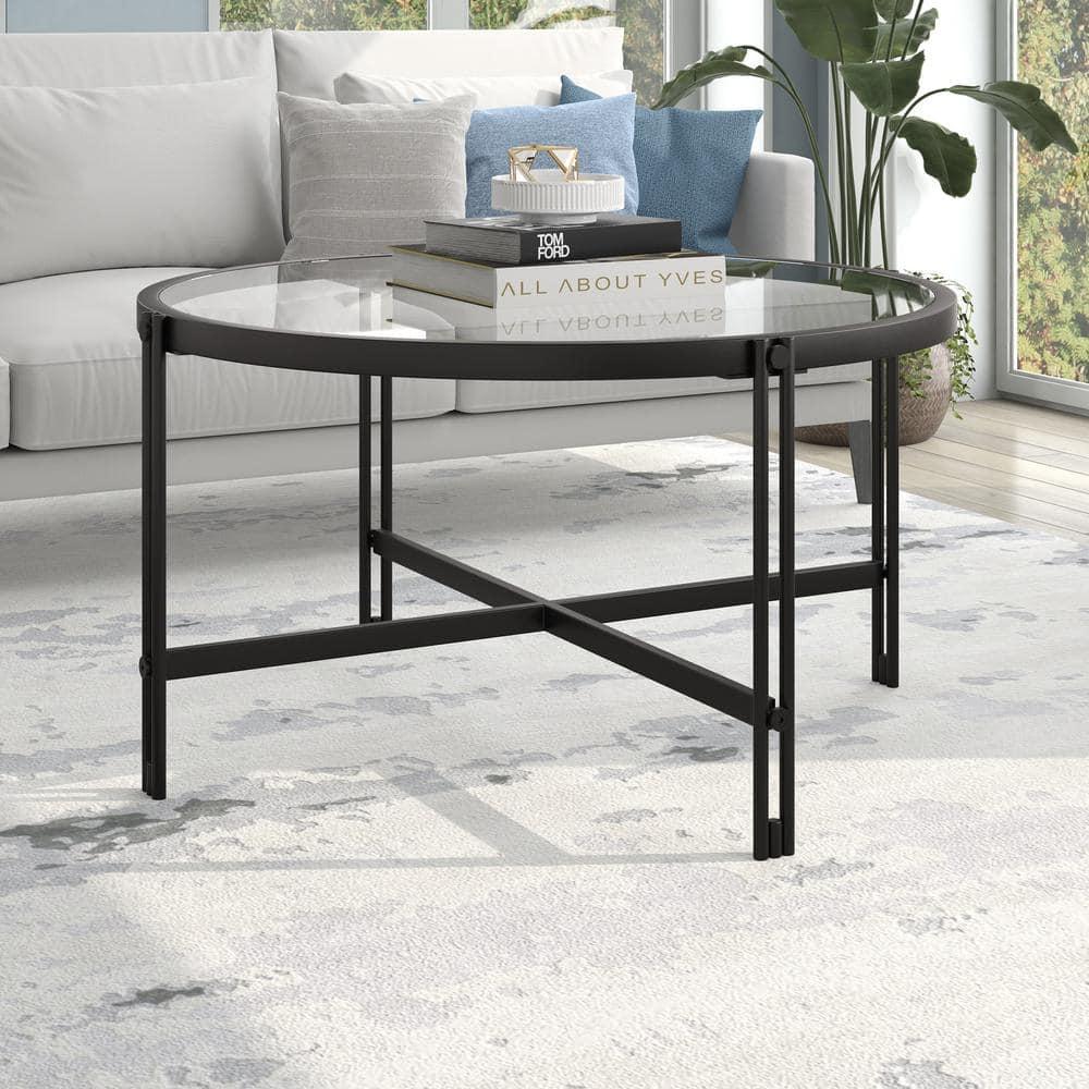 Evelyn&Zoe,ez 32" Wide Round Coffee Table, Blackened Bronze