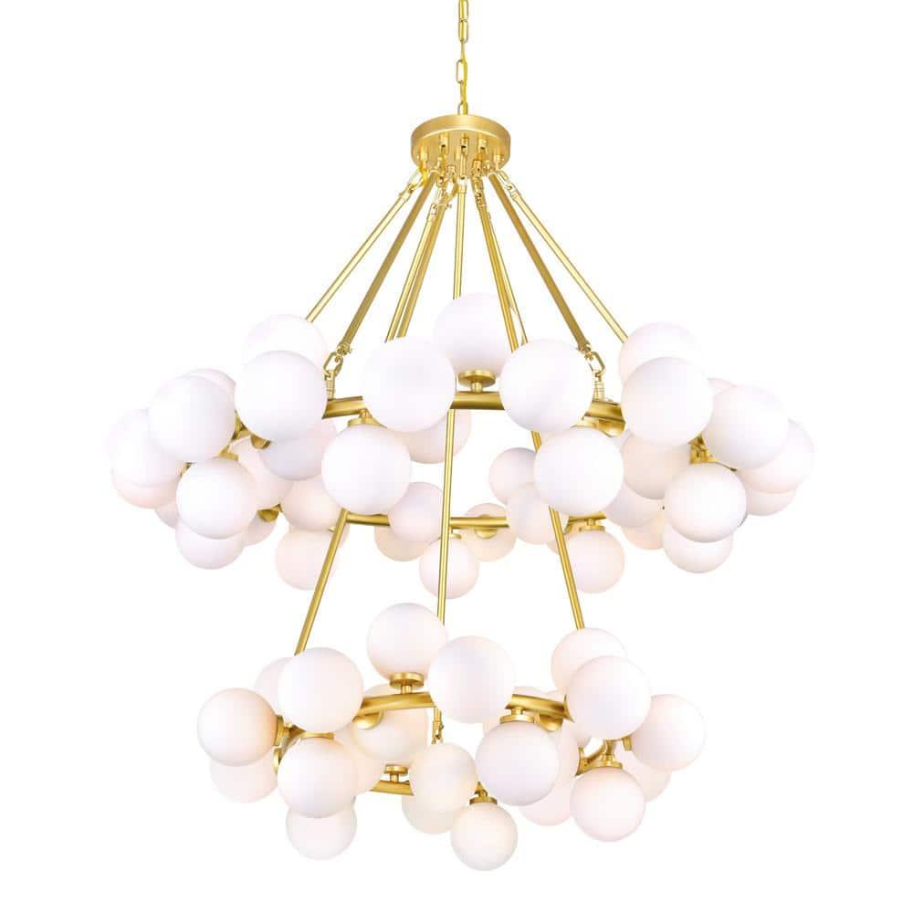 CWI Lighting Arya 70 Light Contemporary Metal Chandelier in Satin Gold