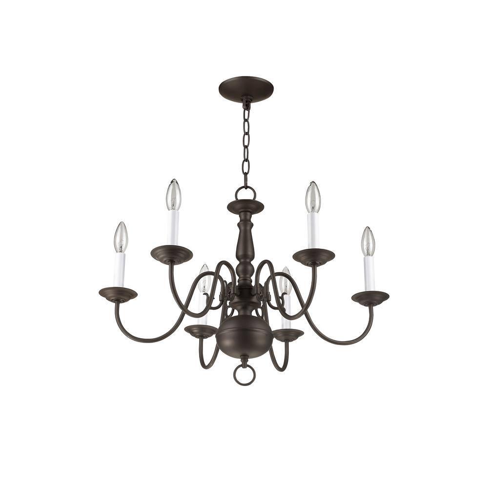 Livex Lighting Williamsburgh 6 - Light Chandelier in  Bronze