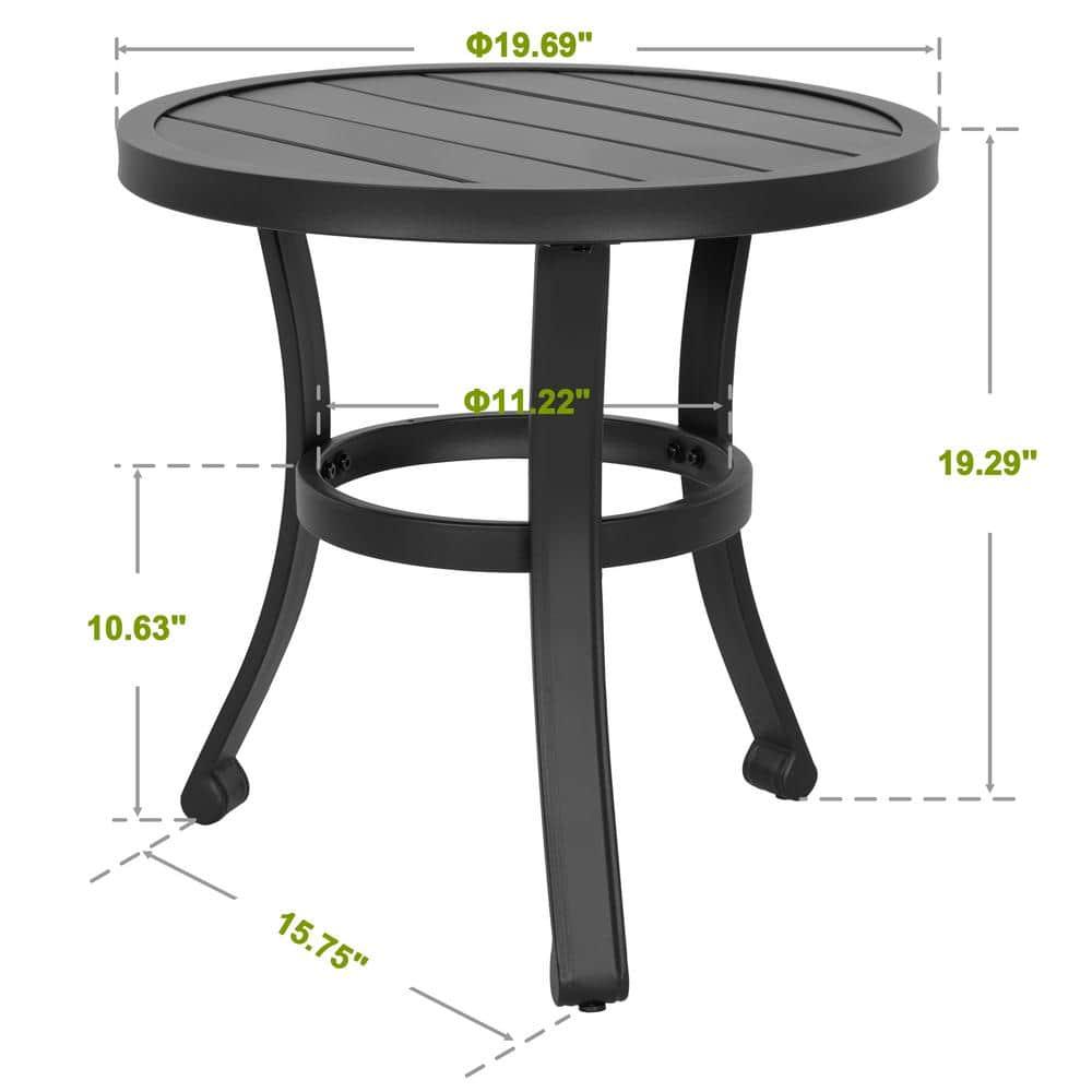 Nuu Garden Outdoor Metal Side Table, Weather Resistant 20’’ Patio Table, Outdoor Bistro Table, Outside End Table for Patio, Pool, Deck, Balcony, Porch, Outdoor or Indoor Use, Black