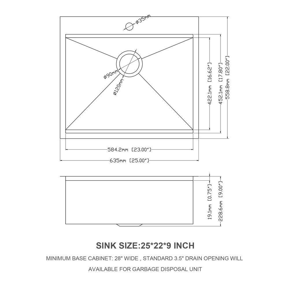 25"x22" Stainless Steel 18 Gauge Single Bowl Drop-In Workstation Kitchen Sink with All Accessories, 1-Pre-Drilled Faucet Hole