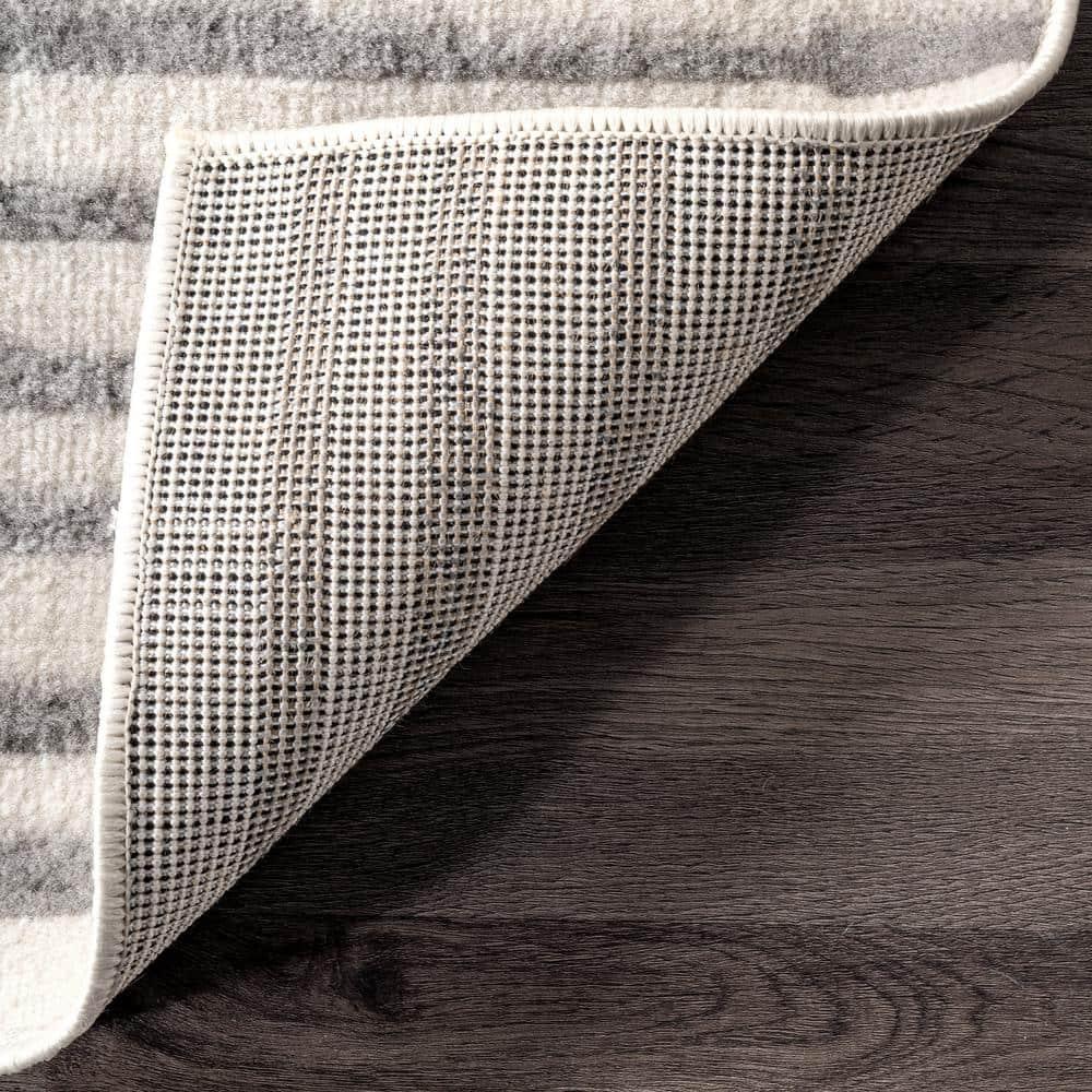 6'7"x9' Briggs Contemporary Striped Area Rug Light Gray - nuLOOM: Geometric Pattern, Low Pile, Indoor Use