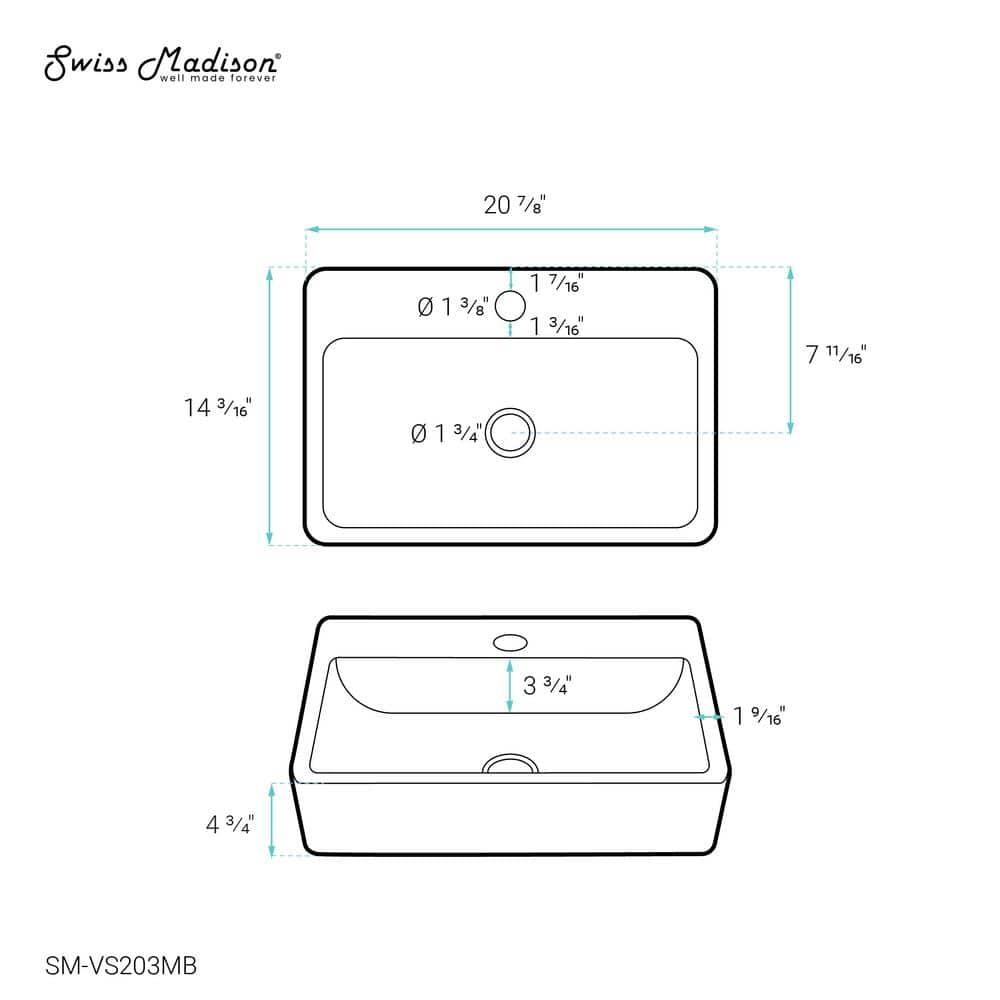 Claire 20 Rectangle Ceramic Vessel Sink