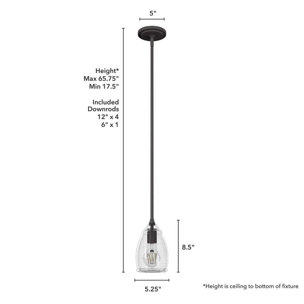 Hunter Fan Dunshire 1 Light Noble Bronze Pendant with Glass
