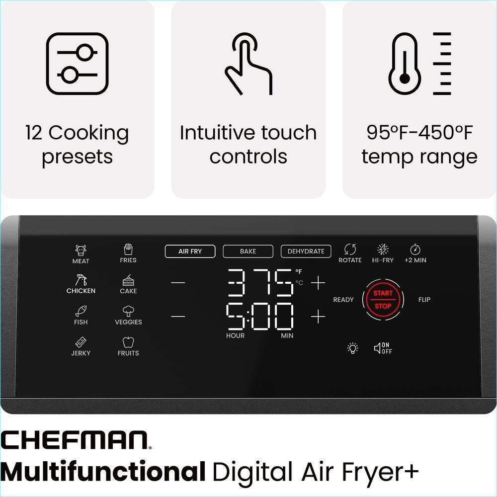 Chefman 6-in-1 Multifunctional Air Fryer Oven w/ 12 Qt Capacity, Digital Touchscreen - Black