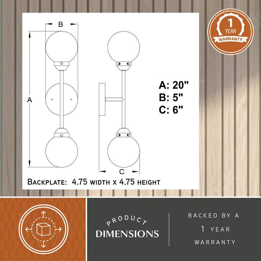 Vaxcel Orbit 2 Light Brass and Oil Rubbed Bronze Industrial MCM Wall Sconce Clear Glass Globe