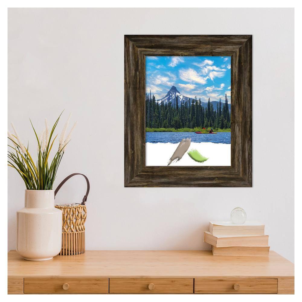 Amanti Art Fencepost Brown Narrow Wood Picture Frame Opening Size 11x14 in.
