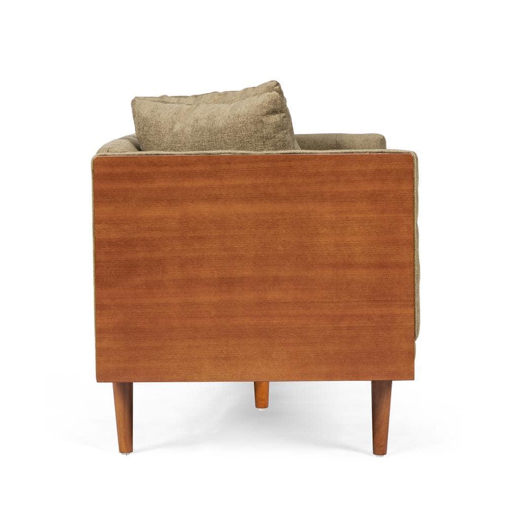 Christopher Knight Home Borah Tufted Loveseat with Accent Pillows, Dark Beige/Dark Walnut