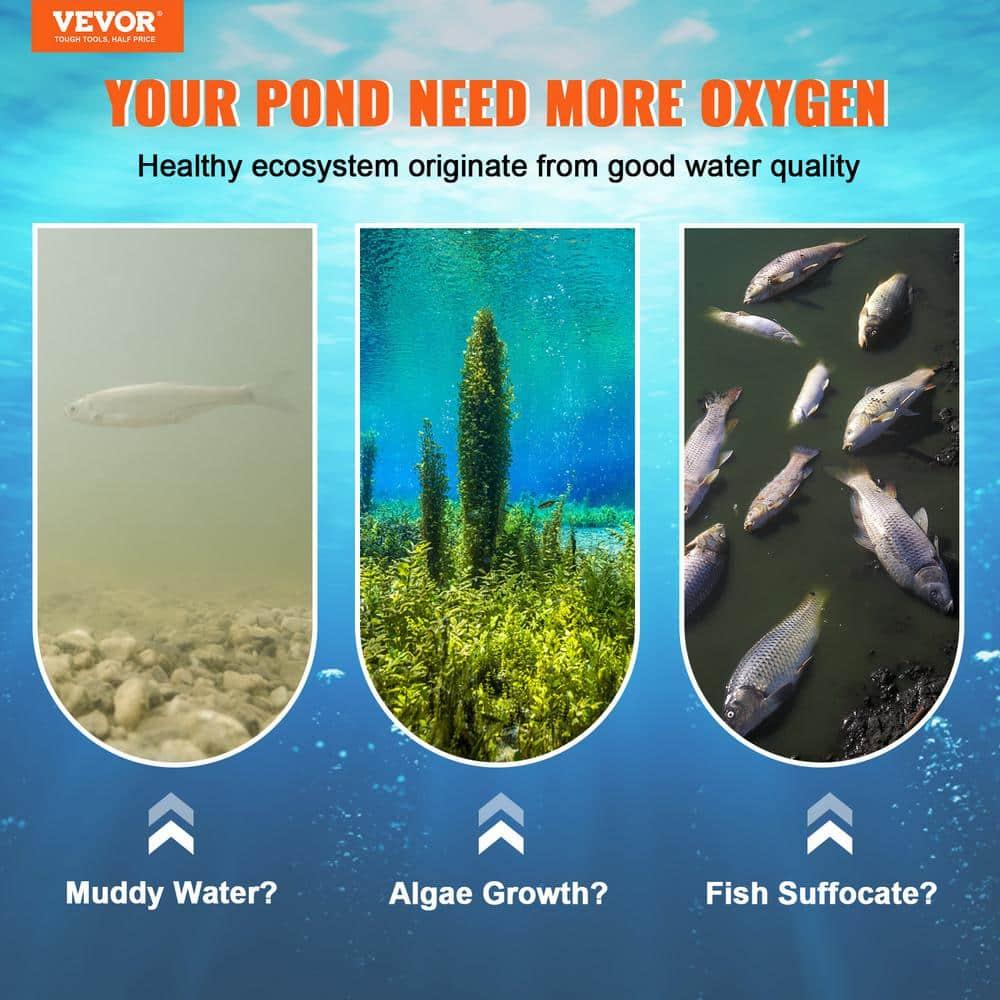 VEVOR 3/4 HP Silver Metal Pond Aerator Kit with Blue Tubing