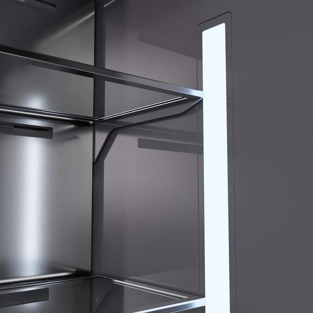 ZLINE 30 in. 16.1 cu. ft. Built-In Bottom Freezer Refrigerator with Water Dispenser and Ice Maker in Satin Stainless Steel with Graphite Gray Interior