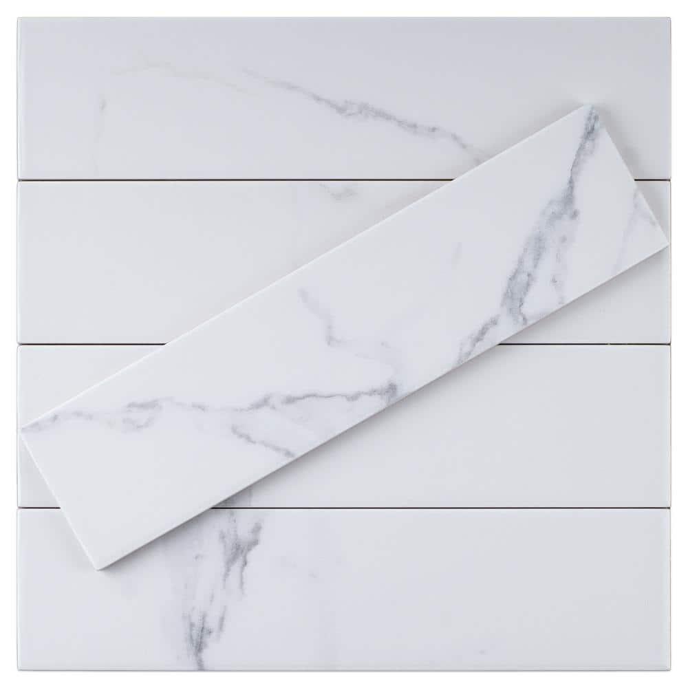 Supreme Tile Paloma Calacatta 2.95 in. X 11.81 in. Ceramic Subway Wall Tile