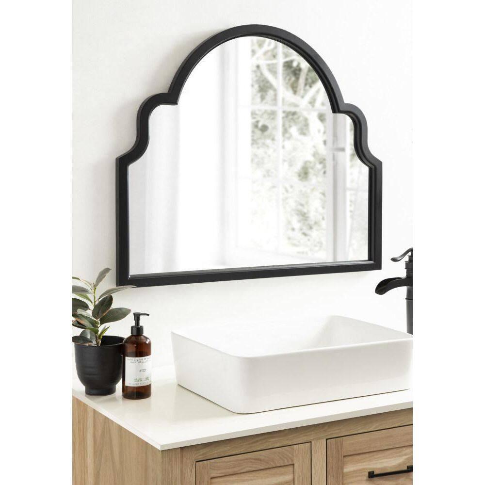 Kate and Laurel Hogan MDF Arch Mirror, 36x30, Black