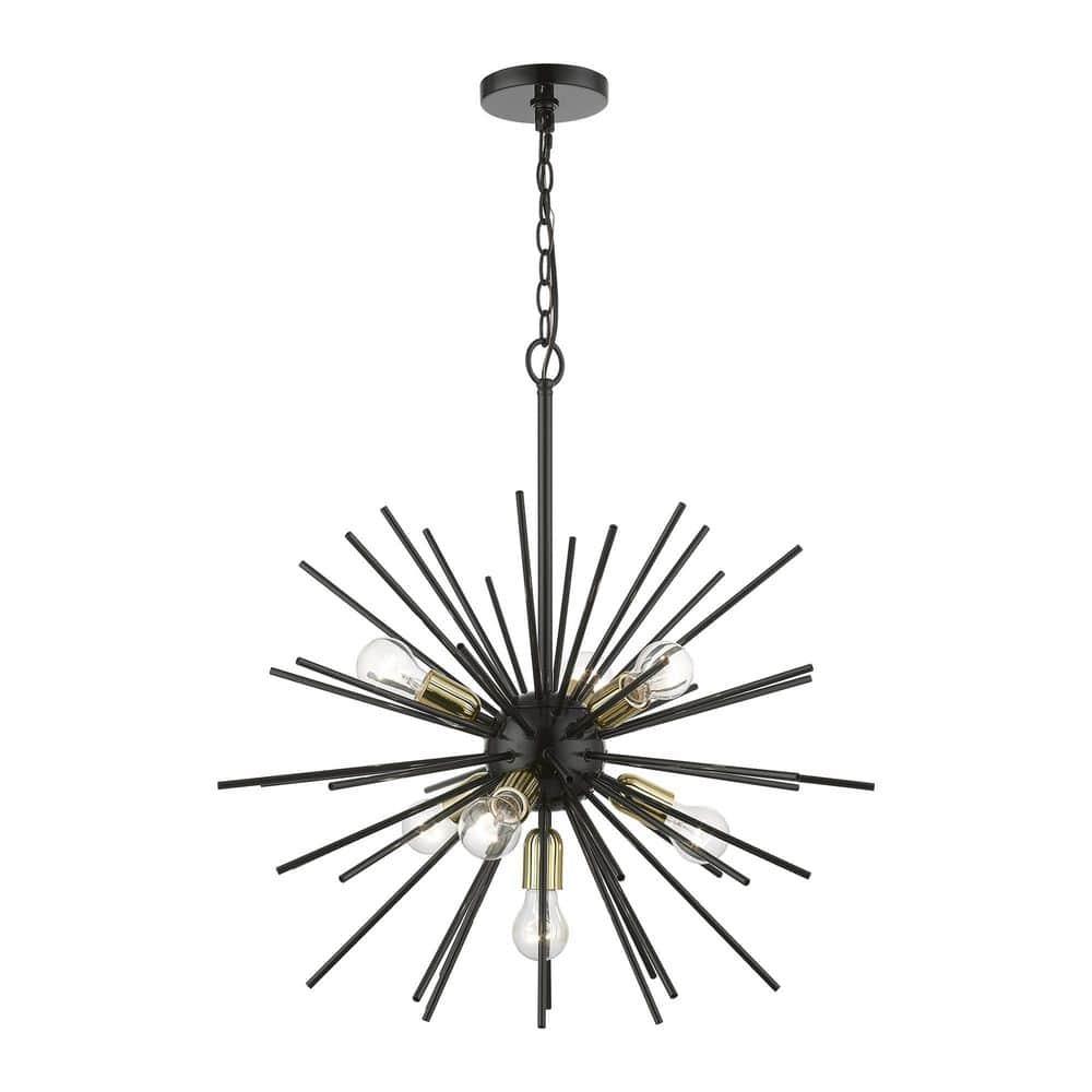 Livex Lighting Tribeca 7 - Light Pendant in  Shiny Black/Polished Brass