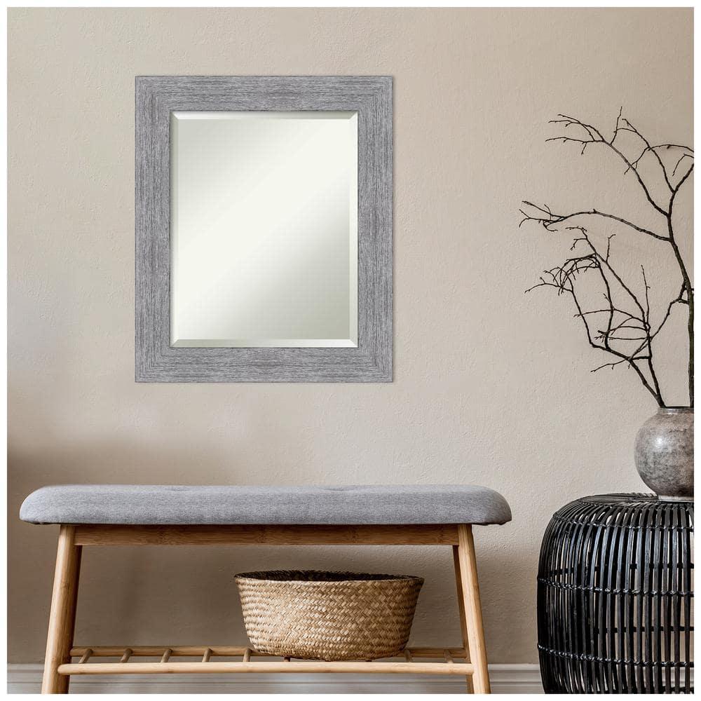 21" x 25" Bark Rustic Framed Wall Mirror Gray - Amanti Art