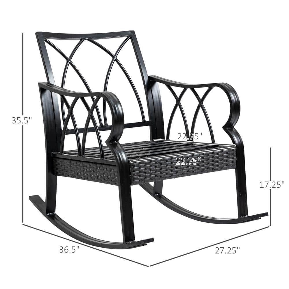Lark Manor™ Outdoor Wicker Rocking Chair with Padded Cushions, Aluminum Furniture Rattan Porch Rocker Chair with Armrest for Garden, Patio, and Backyard & Reviews | Wayfair