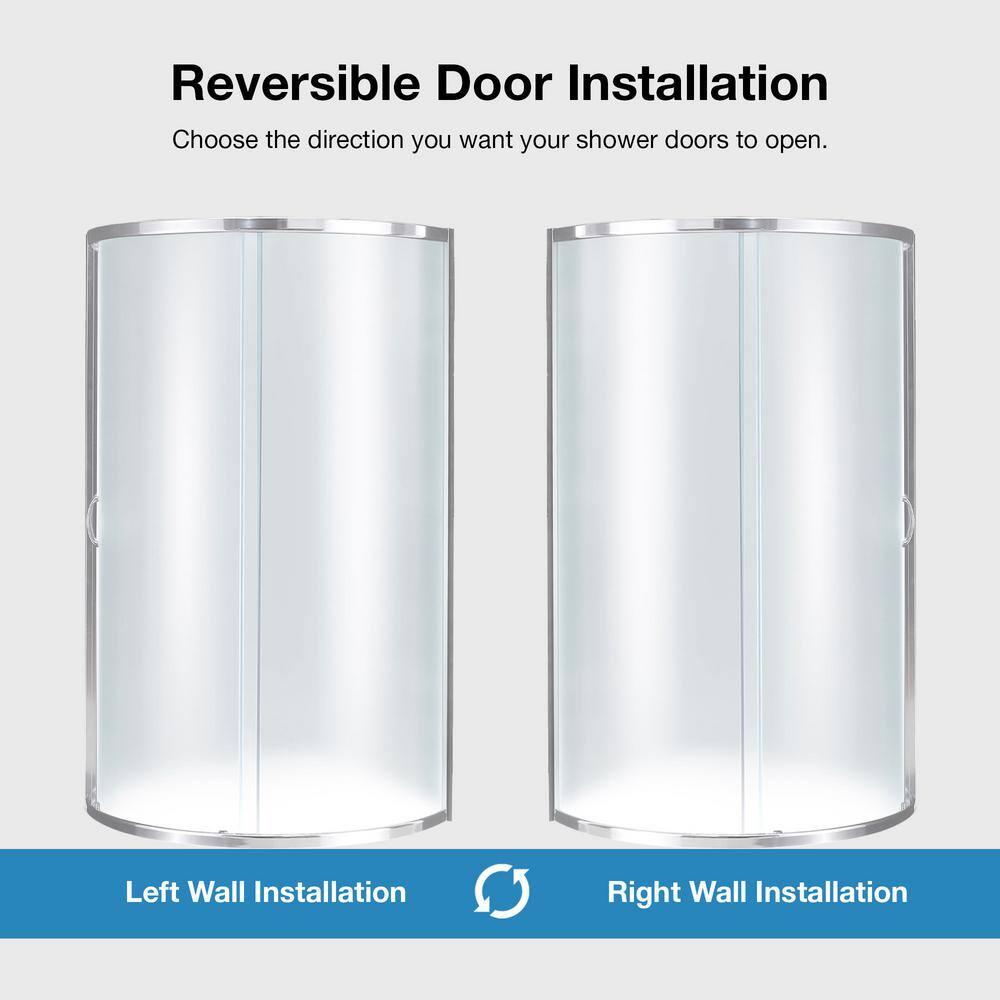 Ove Decors OVE Decors Breeze Premium 33 in. Round Shower Kit w/ Frosted, Base in Chrome Finish BREEZE 32 FROSTED GLASS KIT