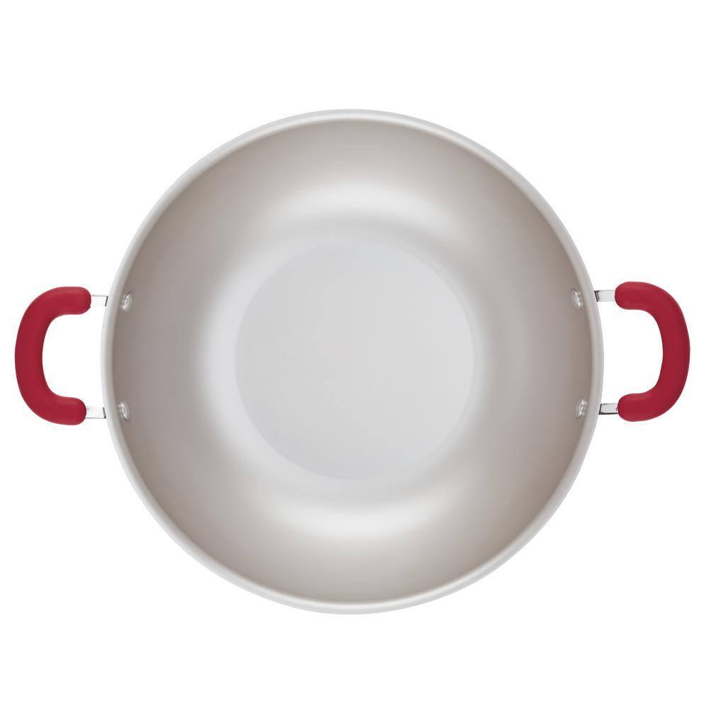 Rachael Ray Create Delicious 14.3" Aluminum Nonstick Wok Red: Dishwasher & Oven Safe, Silicone Handle, Induction Compatible