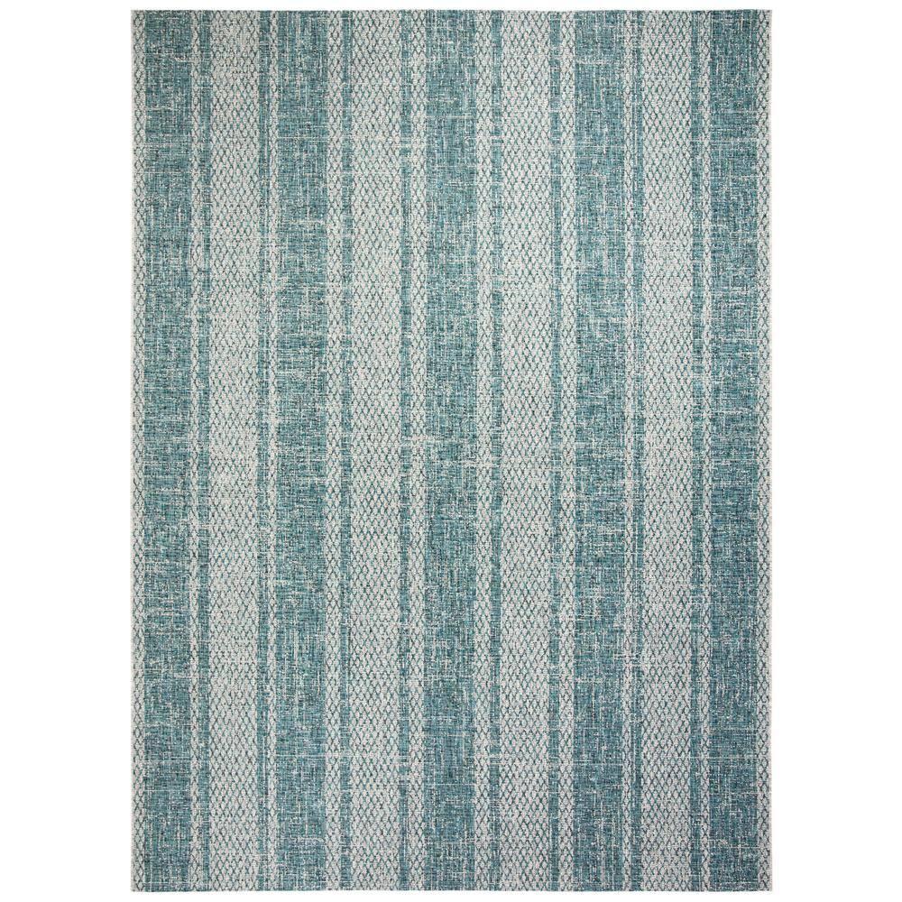 Courtyard CY8736 Power Loomed Indoor and Outdoor Area Rug - Light Grey/Teal - 9'x12' - Safavieh