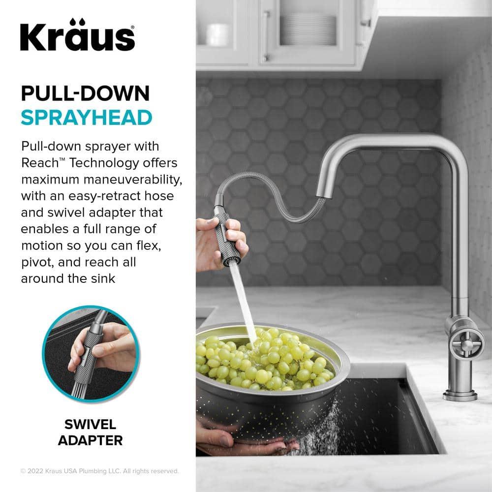 Urbix Industrial Pull-Down Single Handle Kitchen Faucet