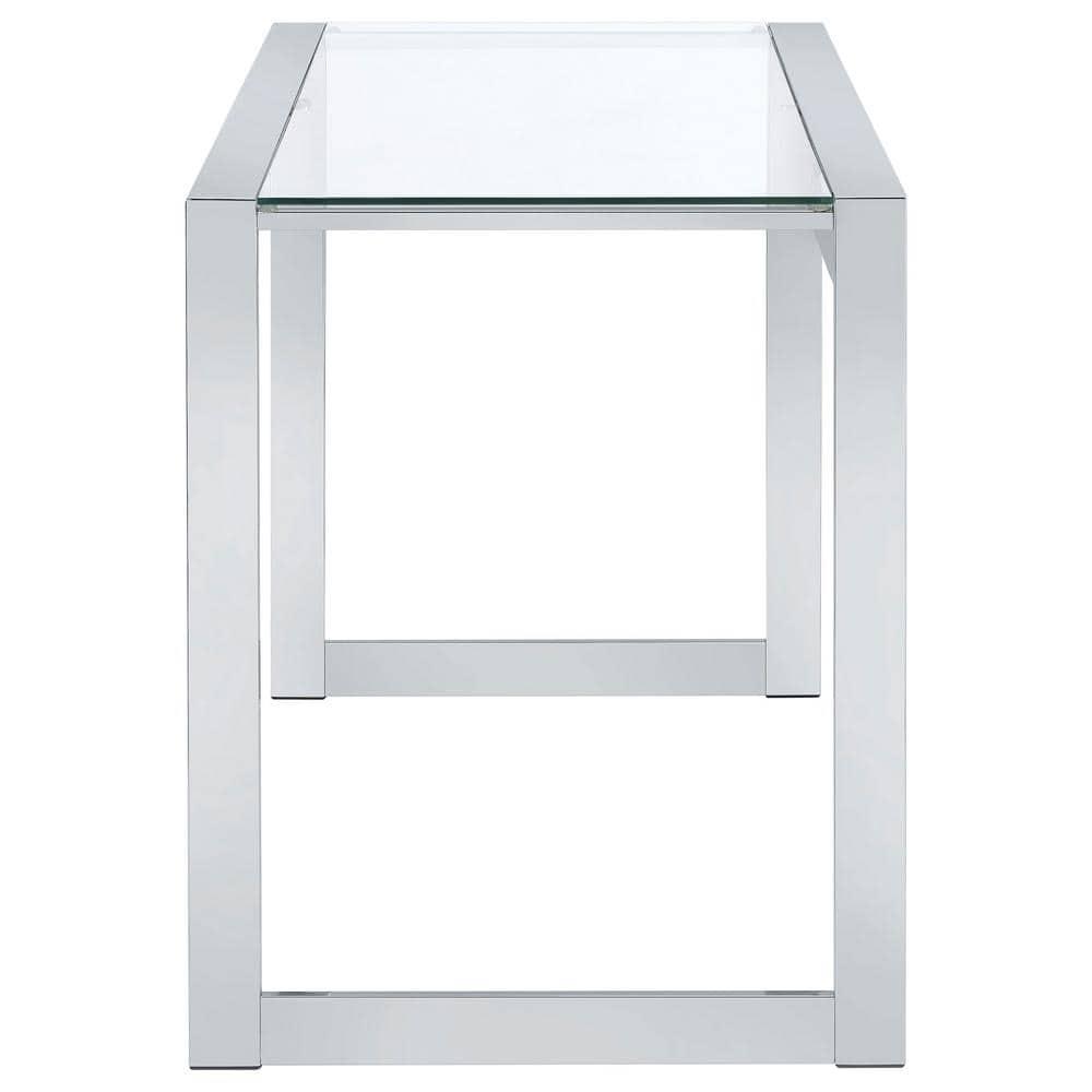 Hartford Minimal Glass Top Writing Desk Chrome - Coaster