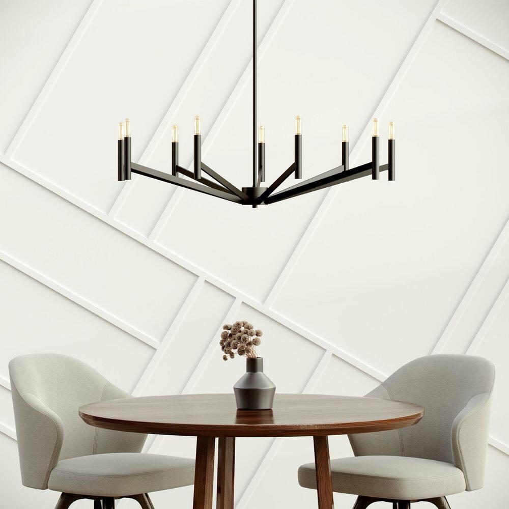 Midnight Black 9-Light Modern Steel Chandelier