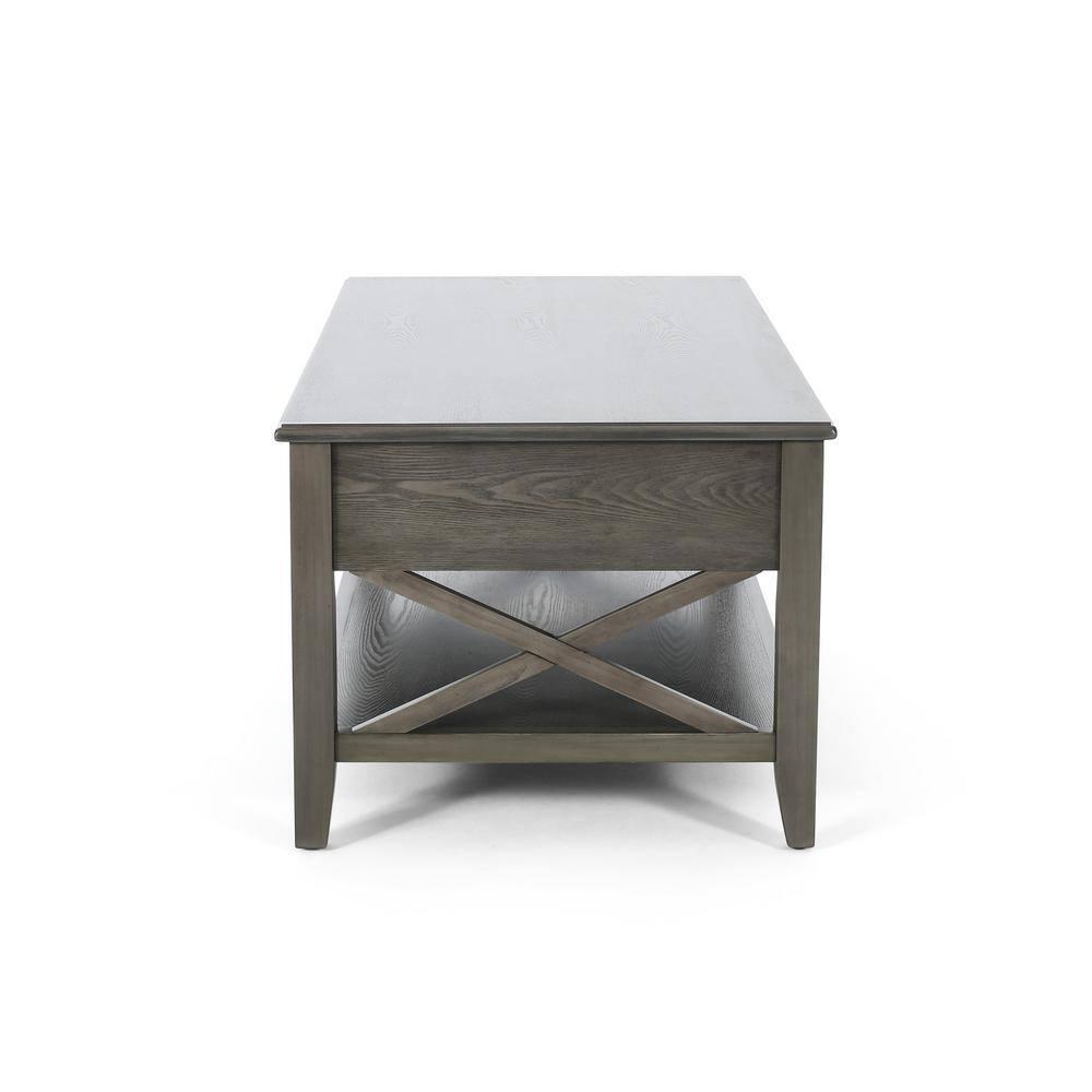 Noble House Moses Farmhouse Faux Wood Lift Top Coffee Table, Gray