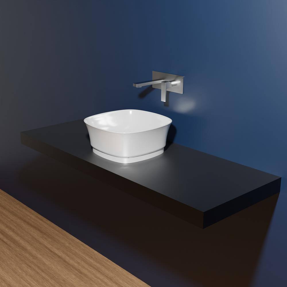 WS Bath Collections Mood 16.9'' Glossy White Ceramic Square Bathroom Sink