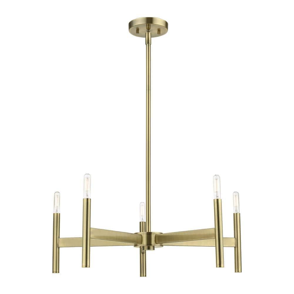 Livex Lighting Copenhagen 5 - Light Chandelier in  Antique Brass