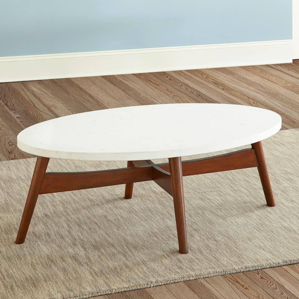 Serena Silverstone Oval Cocktail Table White - Steve Silver