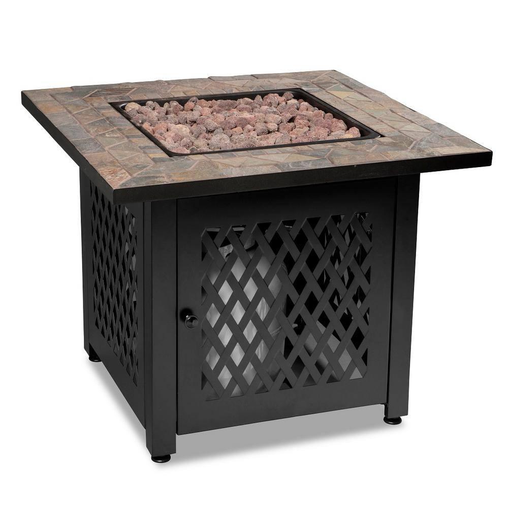 Endless Summer Endless Summer, 30" Square LP Gas Outdoor Fire Pit with Mosaic Slate Tile Mantel