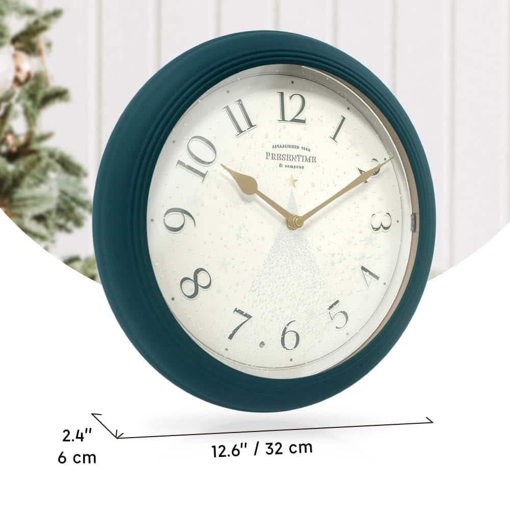 Presentime & Co. 12.6" Illuminated Farmhouse Wall Clock, Silent Battery Operated Night Light Wall Clock with Smart LED Sensor for Living Room, Bathroom, Kitchen, Home Office, Oil Rubbed Bronze Finish