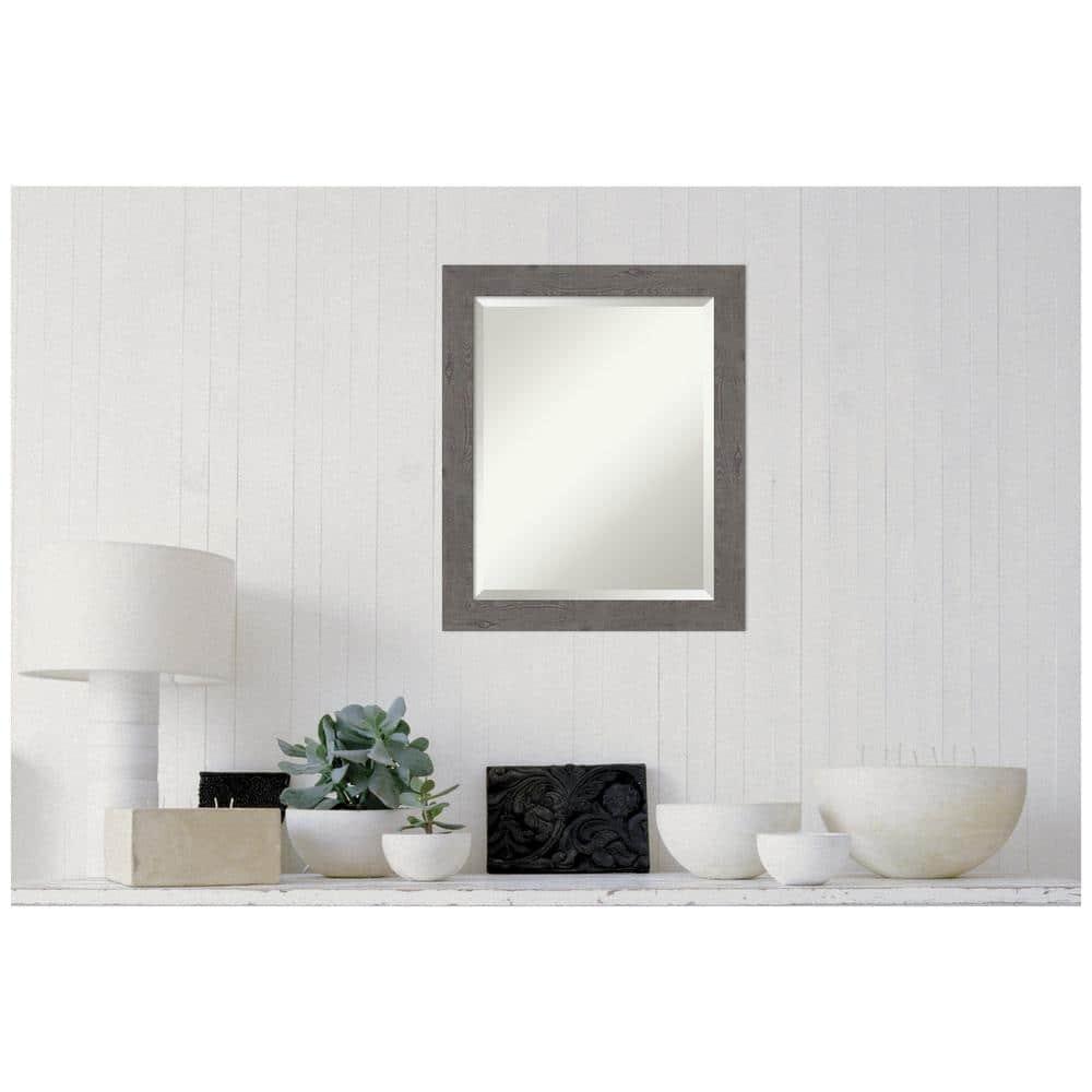 Medium Rectangle Distressed Grey Beveled Glass Modern Mirror (23.25 in. H x 19.25 in. W)