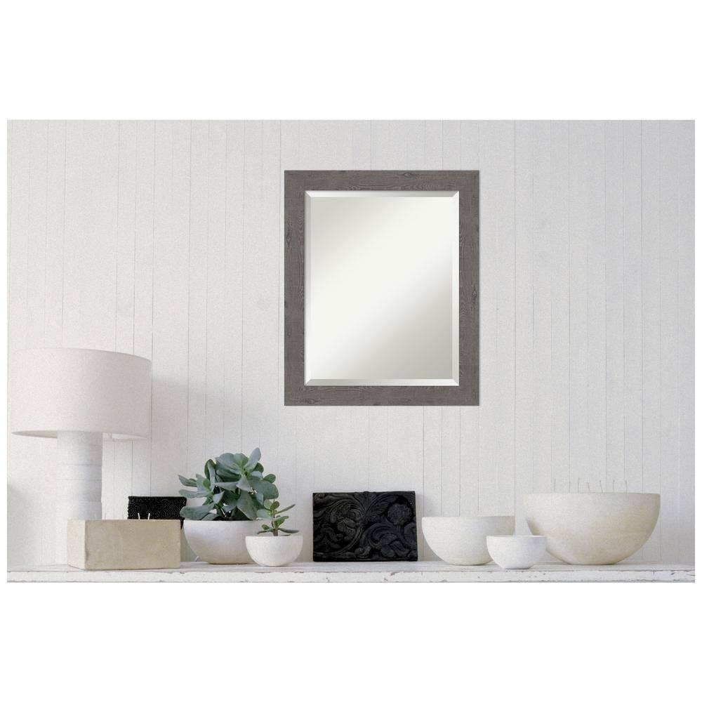 Medium Rectangle Distressed Grey Beveled Glass Modern Mirror (23.25 in. H x 19.25 in. W)