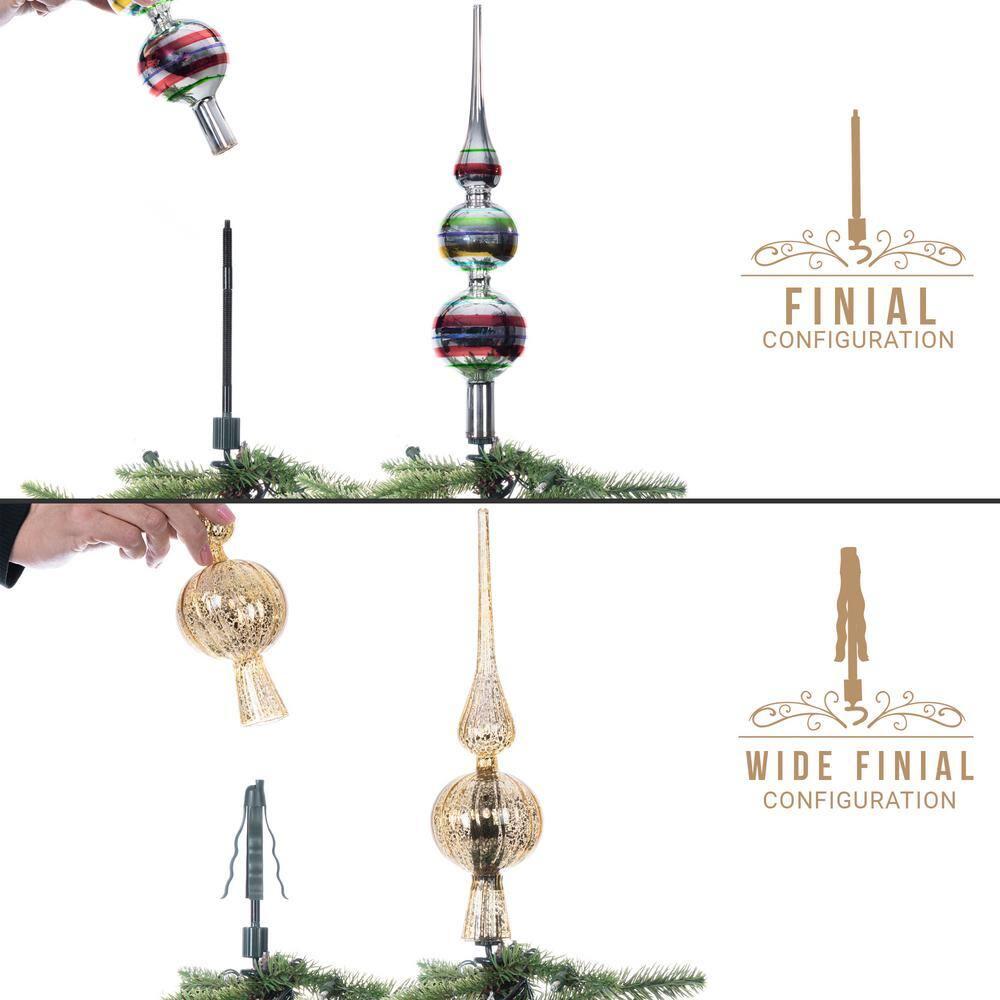 [Christmas Tree Topper Holder] - Twist-on Holiday Universal Tree Topper Stabilizer Fits All Base Types- Metal Green Support Rod with Adjustable attachments to stabilize Seasonal Treetop Ornaments