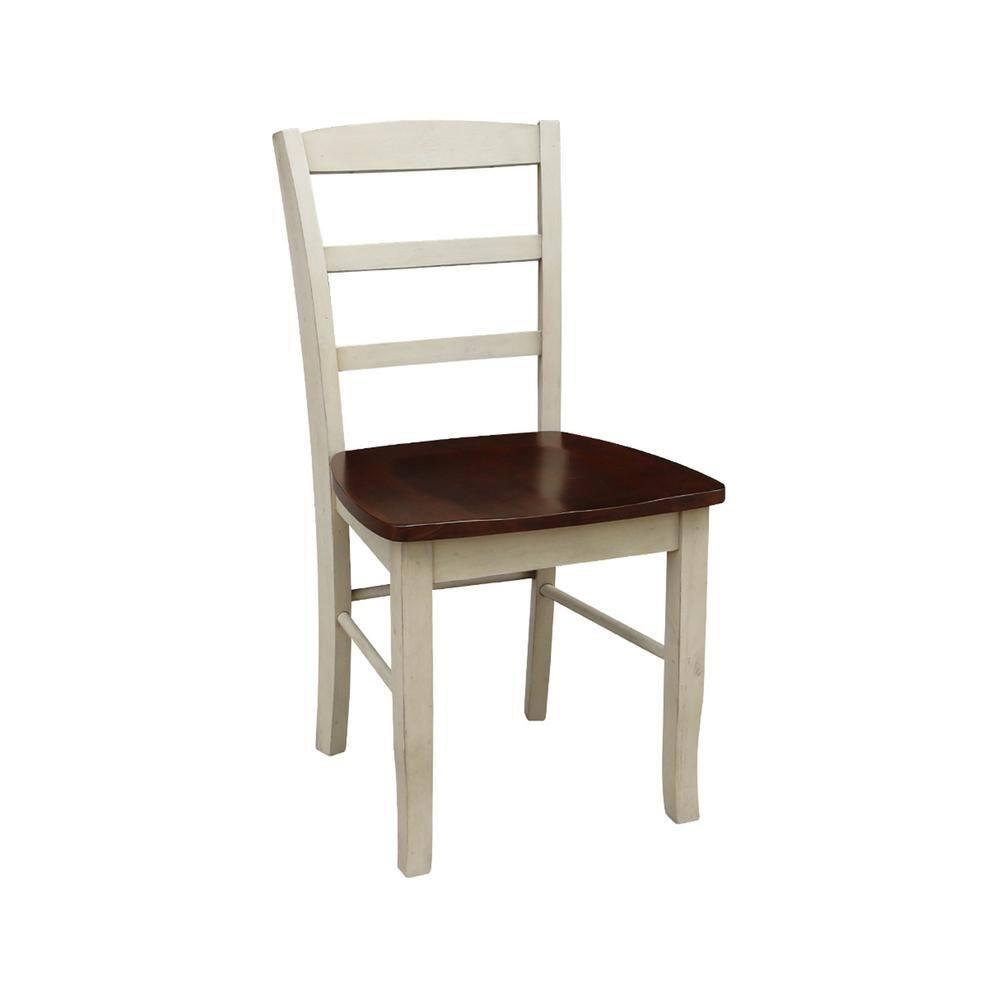 Set of 2 Madrid Ladderback Chairs Antiqued Almond/Espresso - International Concepts: Solid Wood, Unupholstered, Spot Clean