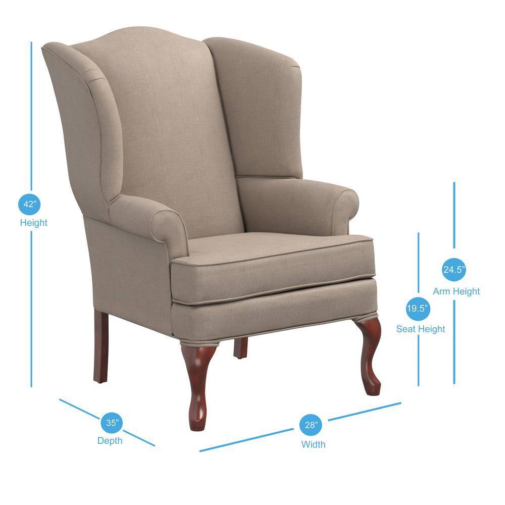Comfort Pointe Erin Beige Fabric Traditional Wing Back Accent Chair
