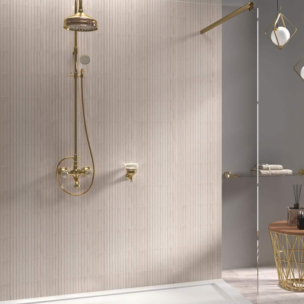 Canu 5.9 In. x 11.81 In. Polished Fluted Ceramic Subway Wall Tile (9.68 Sq. Ft. / Case)