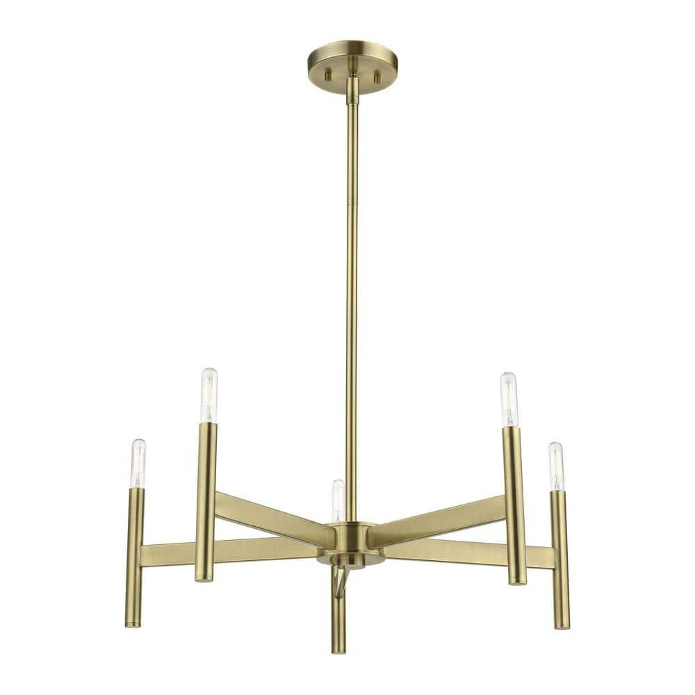 Livex Lighting Copenhagen 5 - Light Chandelier in  Antique Brass