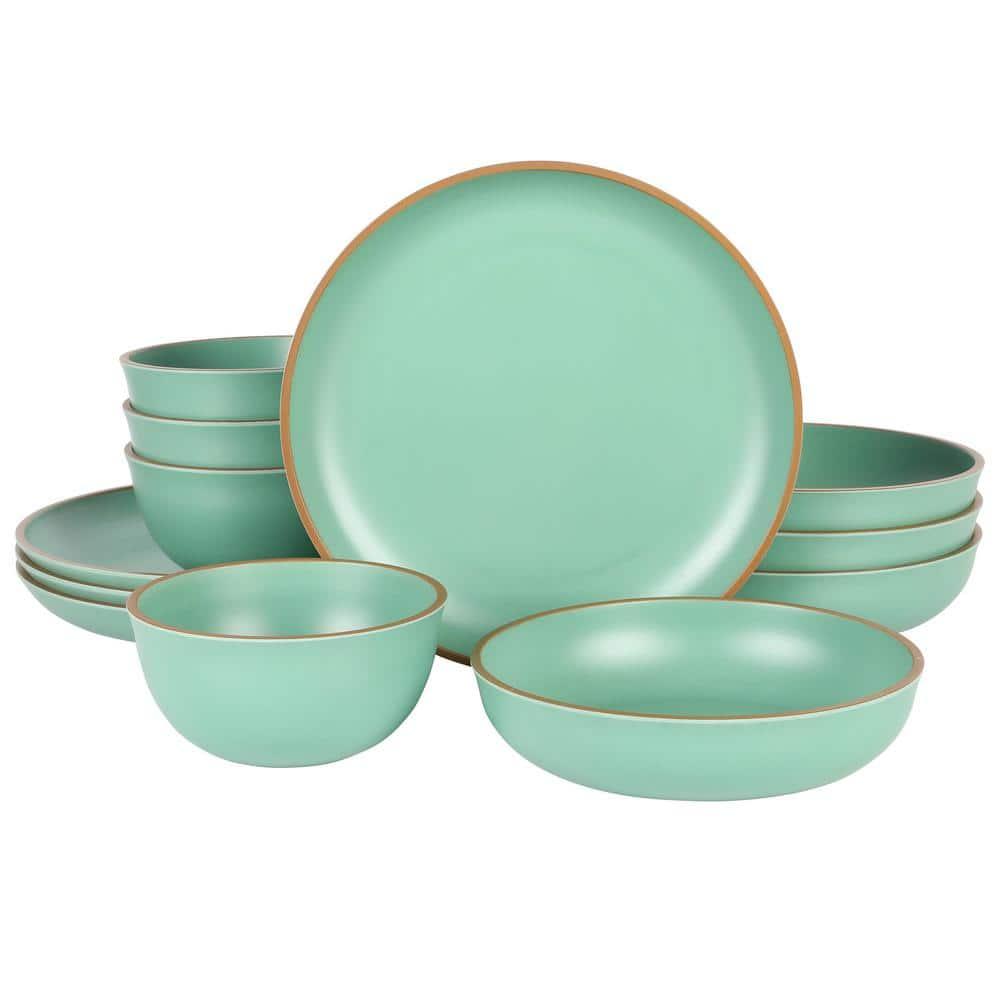 Gibson Home Rockabye 12 Piece Double Bowl Melamine Dinnerware Set