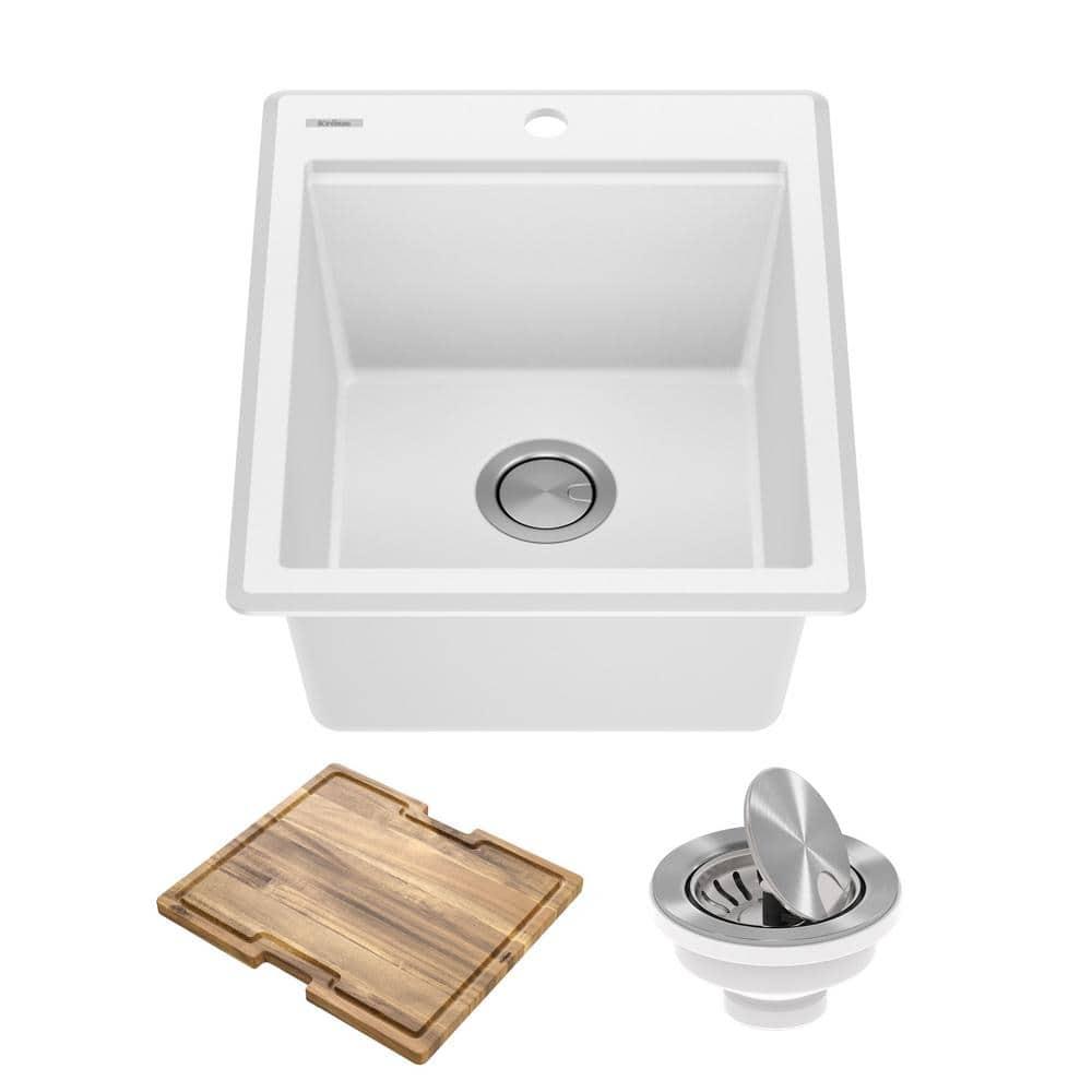 KRAUS Bellucci 28” Granite Workstation Drop In Top Mount Single Bowl Kitchen Sink with Accessories