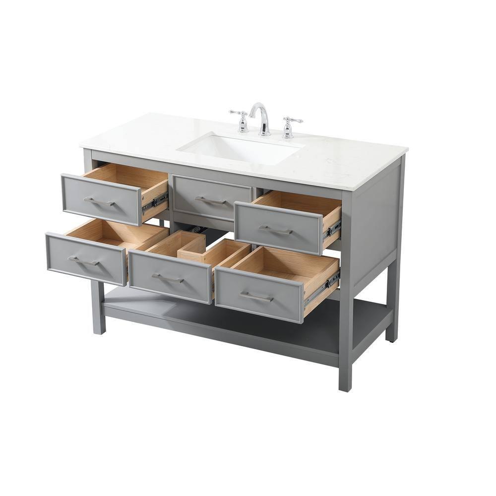 Elegant Decor Sinclaire 48" Aluminum Alloy & MDF Single Bathroom Vanity in Gray