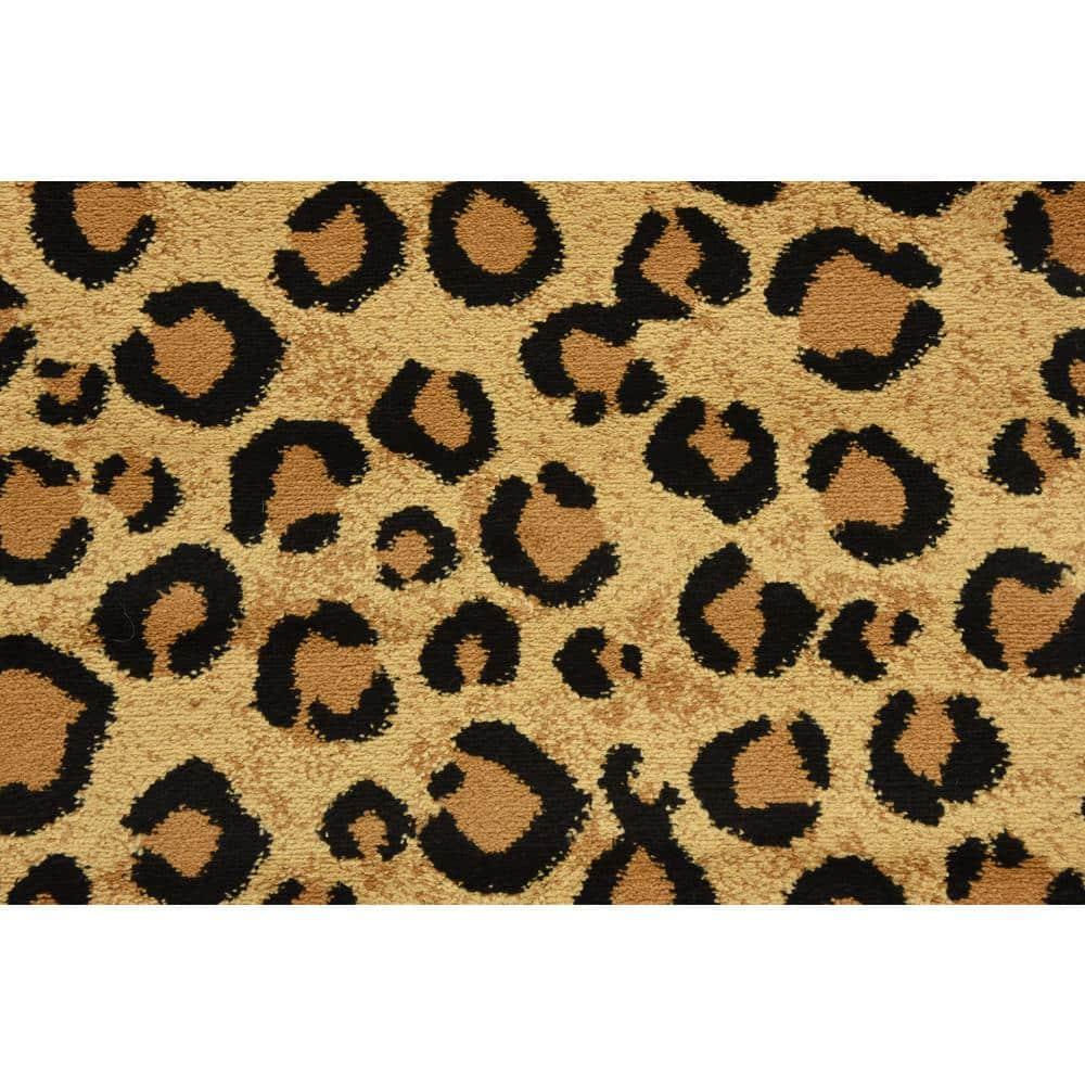 Unique Loom Wildlife Collection Area Rug - Leopard (3' 3" x 5' 3" Rectangle Light Brown/Black)