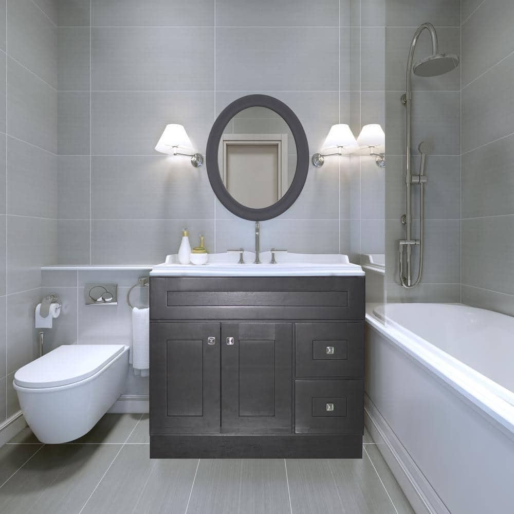 Design House Brookings 36 Inch Bathroom Vanity, Ready to Assemble, Solid Wood, Sherwin Williams – Design House, 587097