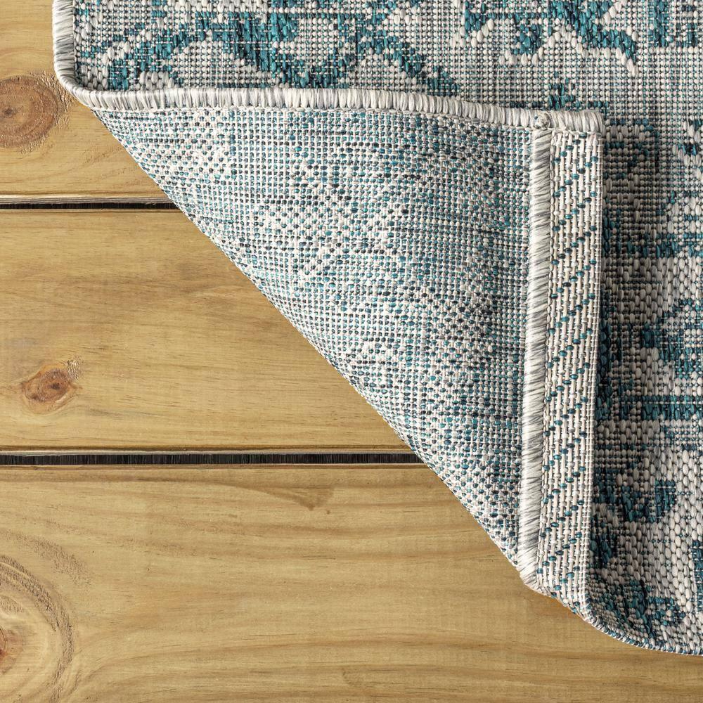 8'x10' Estrella Bohemian Medallion Textured Weave Indoor/Outdoor Area Rug, Teal/Gray - JONATHAN Y