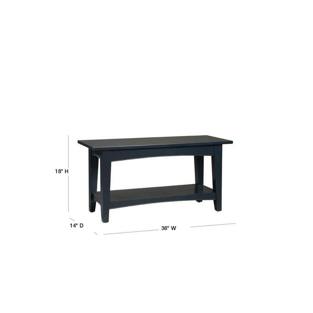 Alaterre Furniture Shaker Cottage Bench with Shelf, 36" W, Charcoal Gray