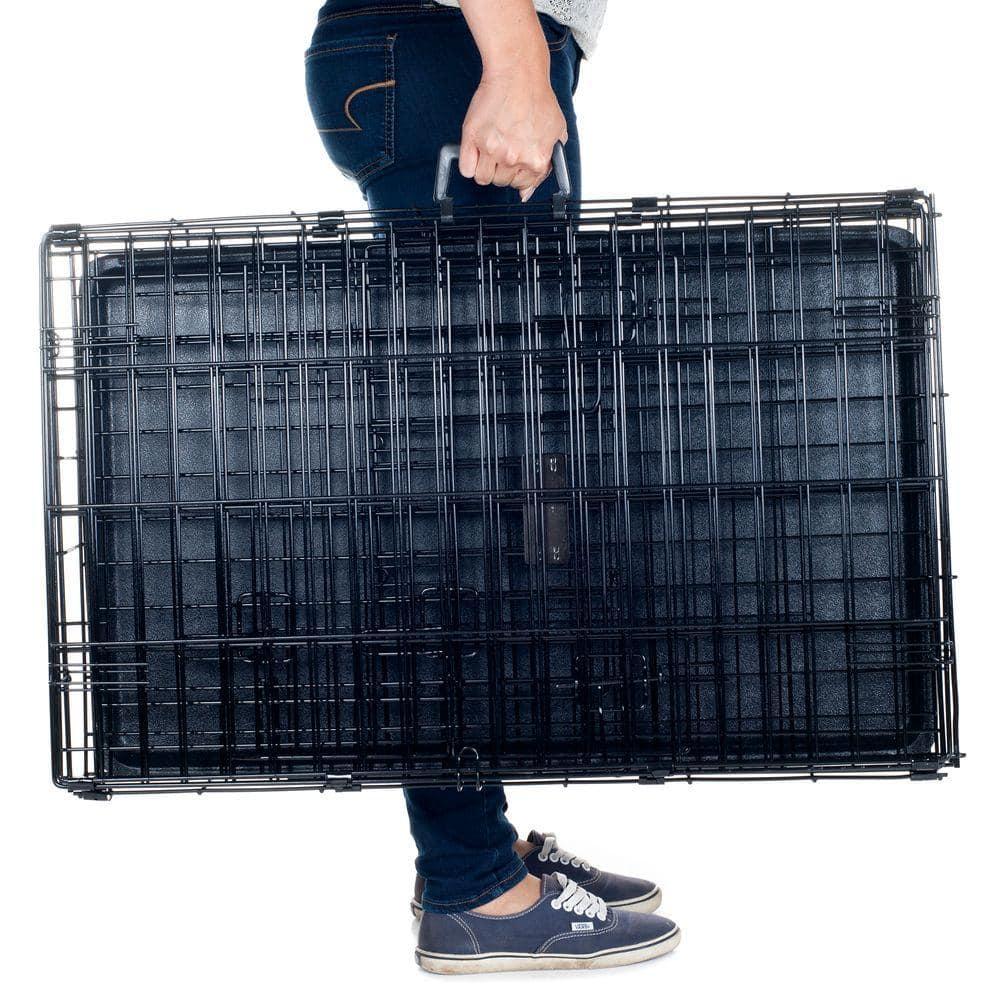 Pet Adobe Large 2-Door Foldable Metal Dog Crate - Pet Cage with Divider Panel - 36" x 23"